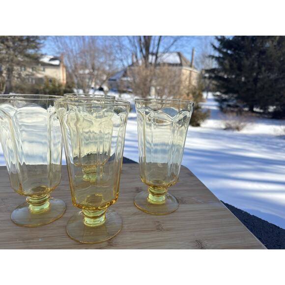 Lenox Footed Glasses - Etsy Vintage Lenox Antique Yellow Iced Tea Glasses 6-5/8” Footed Paneled~Set Of 4